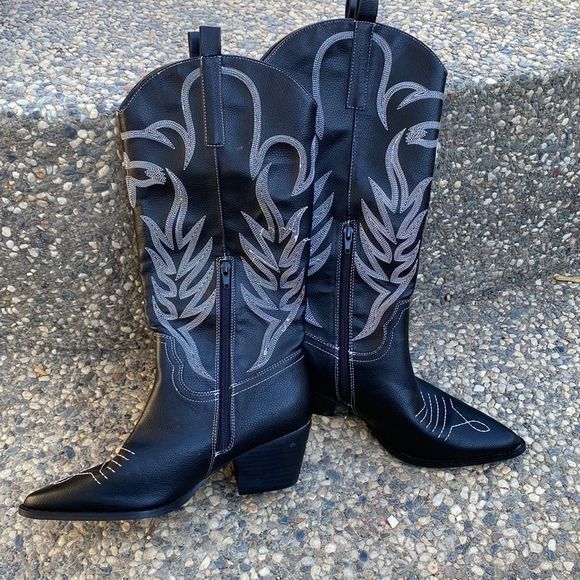 Public Desire Western Cowgirl Mid-calf Boots - Picture 2 of 12